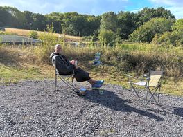 A chilled cuppa watching the mad ones swimming