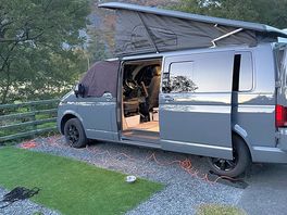 Parked up by the river, enjoying the view.