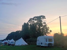 Camp at sunset
