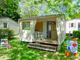 Caravan with a covered terrace