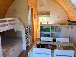 Inside the living/sleeping section of the pod.