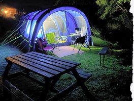 Our tent at night