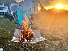 Sunset by campfire