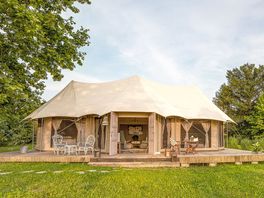 Outside the tent
