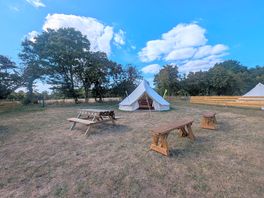 Outside the tent
