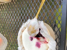 Thursday afternoon village cheese sell - a blueberry sweet cheese taste heavenly!