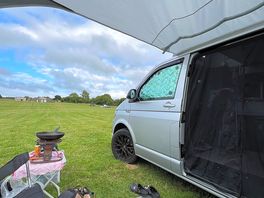 Chilling by our van.