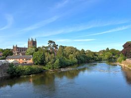 On the walk way bridge looking towards hereford coty.