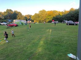 Sunny evening with children playing