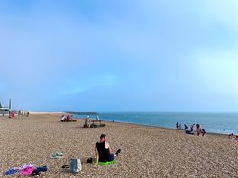 Huge beach but not sand it’s pebbles and shail so watch your feet