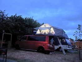 Van next to glamping site