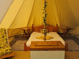 The inside of the bell tent