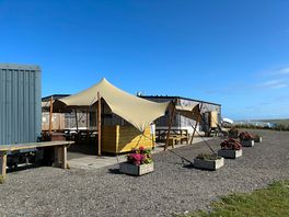 The bar/food area