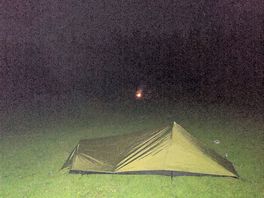 My tent and the fire that kept me warm