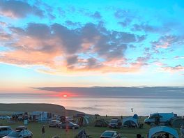 Sunset over the sea, sea views from every pitch