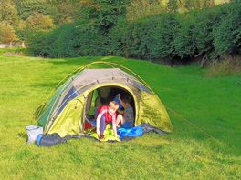 Tent set up. happy campers