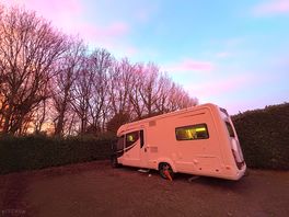 Sunset parked up on hard standing pitch