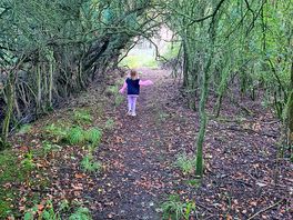Daughter enjoying exploring around campsite & finding different animals from rabbits to pond skaters