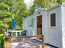 Caravan exterior with decking
