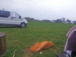 View from outside one of our vans beside the firepit, back towards the main ehu area