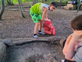 11 year old son building the fire