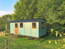 Shepherd's hut with outdoor seating