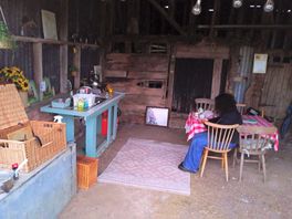 Open kitchen is nice in all summer weather, rain or shine.