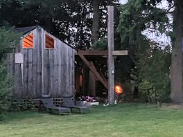 Cabin at night. we used the fire pit to toast marshmallows
