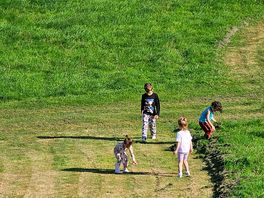 Playing in the grass