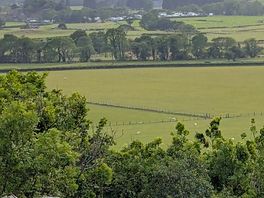 Bird rock campsite in the distance taken from castell y bere.