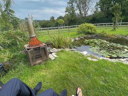 Chilling by the waterfall before the wedding