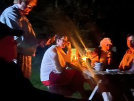 Marshmallows and fire pit provided