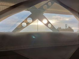 View out of caravan in morning
