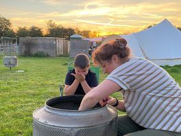 Starting the fire for marshmallows