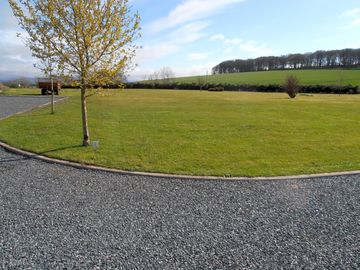 Hardstanding pitches with plastic golpla under turf to prevent sinking
