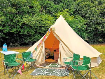 Full set up of outside of the bell tent