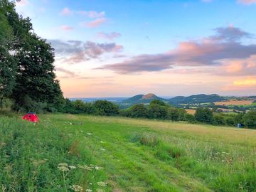 Visitor image of the pitch looking towards Pontesford Hill and Oaks Wood (added by manager 30 Jan 2023)