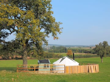 The yurt sits under a lovely oak tree (added by manager 14 Feb 2015)