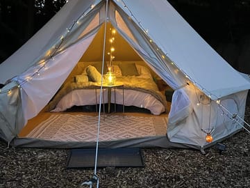 Bell tents at night (added by manager 28 Jun 2022)