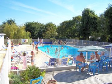The on-site heated swimming pool