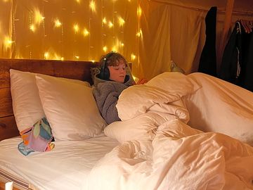 My son in the comfy beds