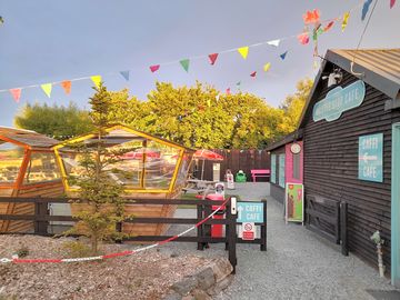 Outdoor seating at the café