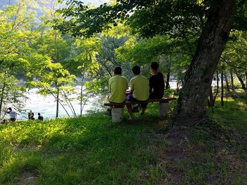 Sitting area by the soča river