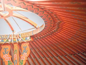 The yurt was hand crafted and painted in mongolia