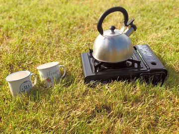 Camping at hayfield
