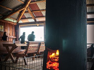 Woodburner in the dining area