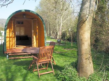 Camping pod with tv and a sofa bed - just bring your own bedding