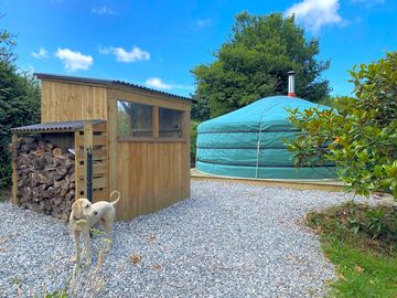 Outdoor kitchenette and woodstore
