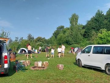 Young people playing games on the green