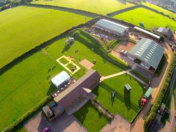 Aerial shot of the farm